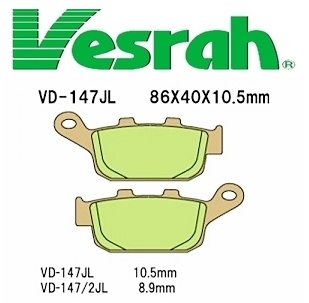 [Vesrah]베스라 VD147JL/SJL - HONDA CBR250,NSR250R,CB400,CBR400R,VFR400,VRX400 기타 그 외 기종 -오토바이 브레이크 패드