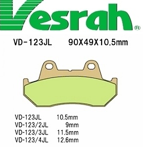[Vesrah]베스라 VD123JL/SJL -오토바이 브레이크 패드,혼다,야마하,스즈끼,가와사끼,할리,BMW